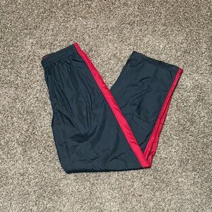 Y2K Starter Track Pants Mens Small Black Red Baggy Ankle Zip Windbreaker